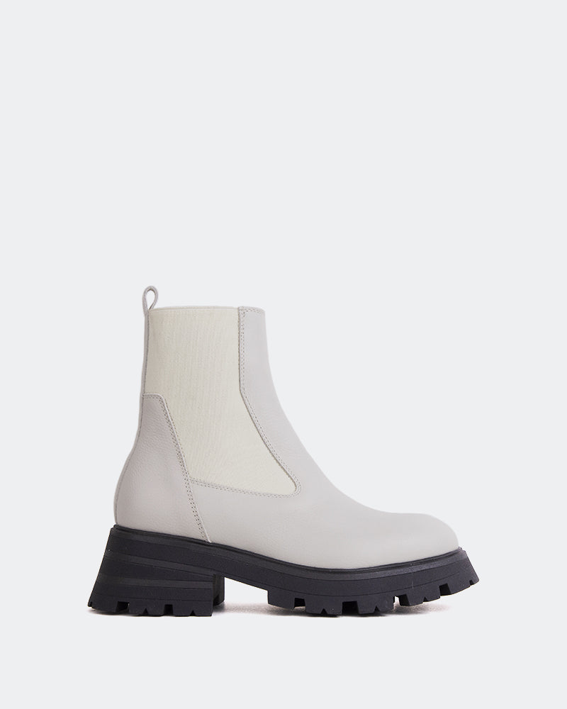 l'intervalle Bootle Blanc Cassé Cuir Blanc