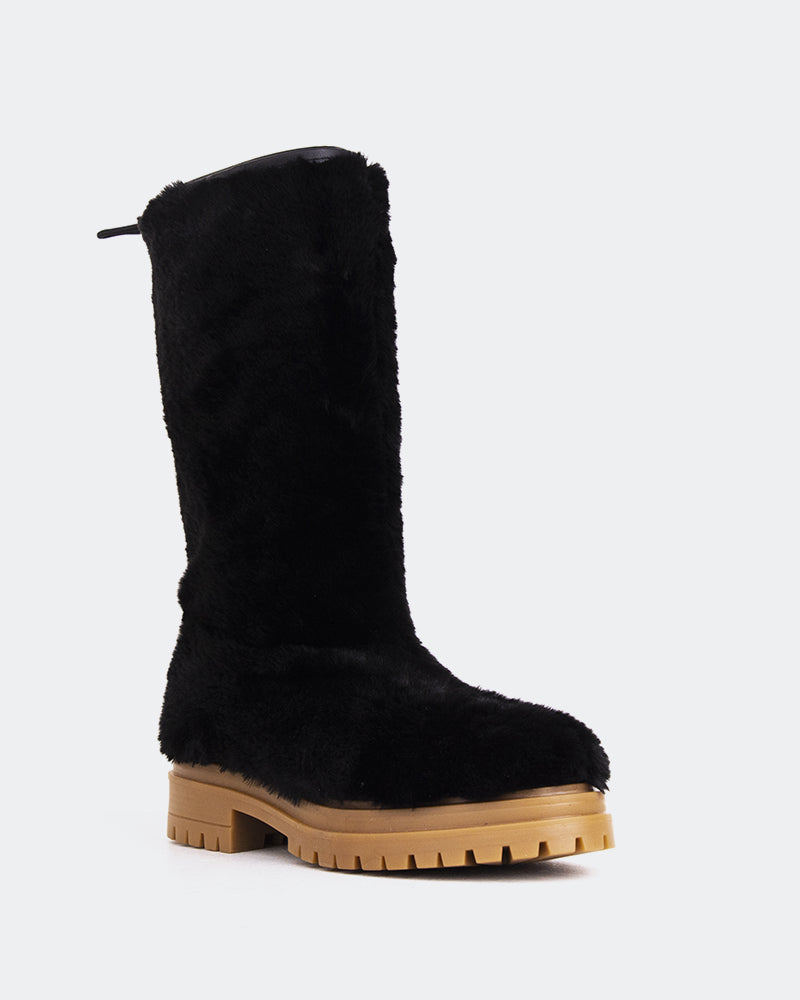 L'intervalle Chow Noir Fausse Fourrure Noir