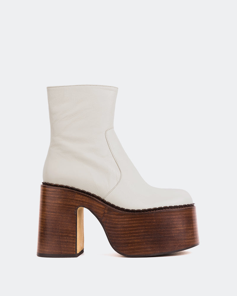 l'intervalle Gunner Blanc Cassé Cuir Blanc