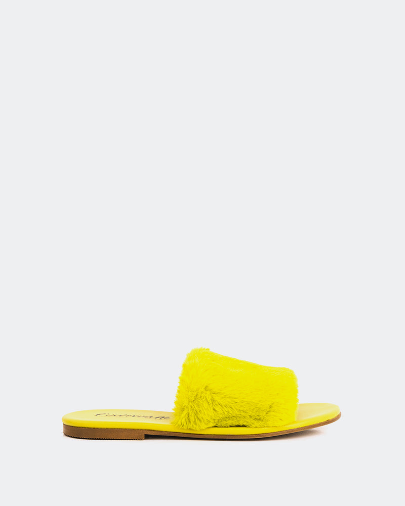 l'intervalle Lillet Lime Faux Fur Jaune