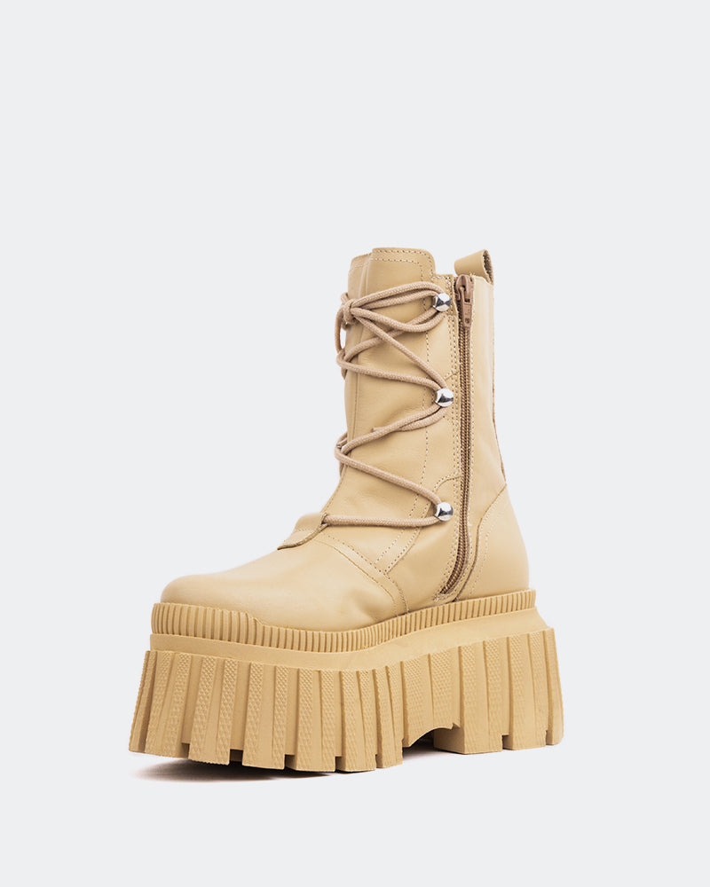 L'intervalle Loker Cuir Crème Chameau