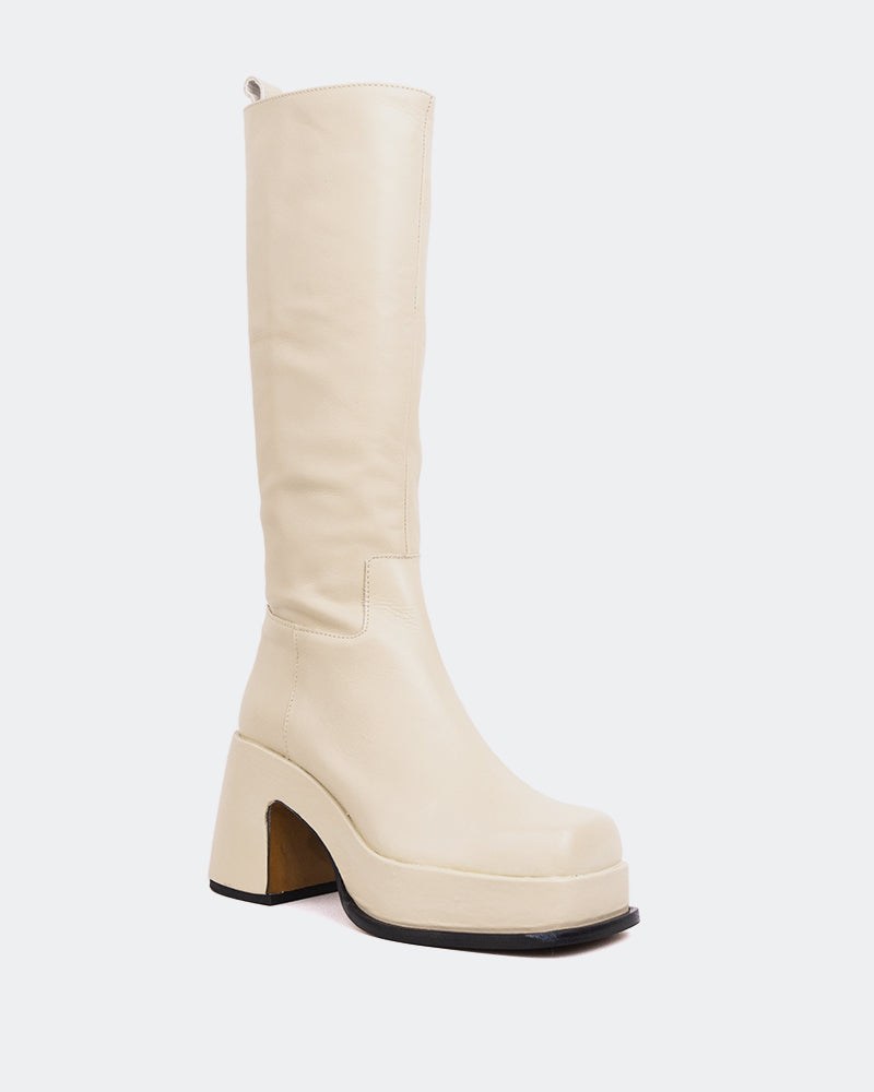 L'intervalle Valletta Blanc Cassé Cuir Blanc