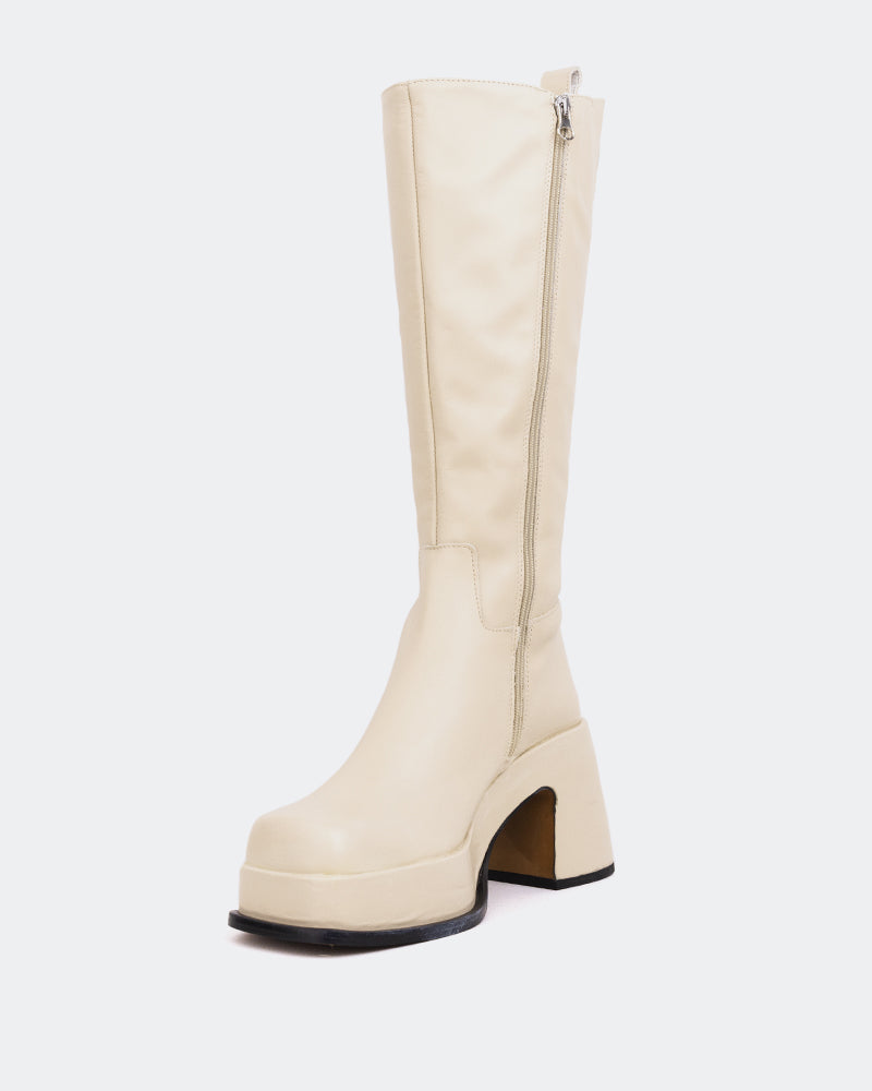 L'intervalle Valletta Blanc Cassé Cuir Blanc