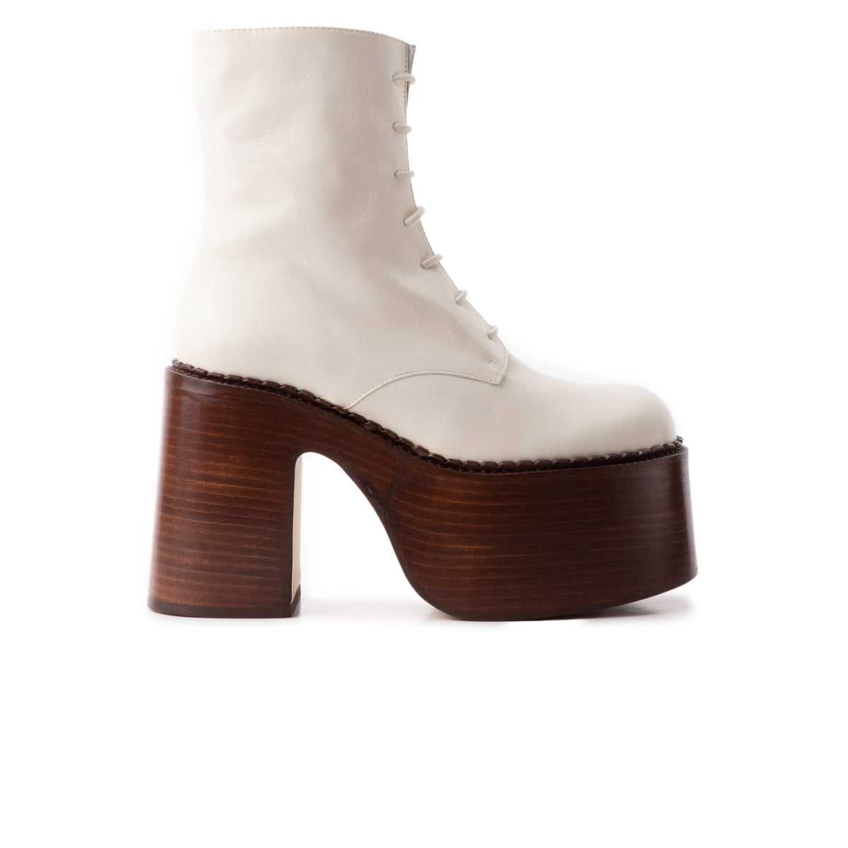 l'intervalle Tripp Blanc Cassé Cuir/Brun Semelle Blanc