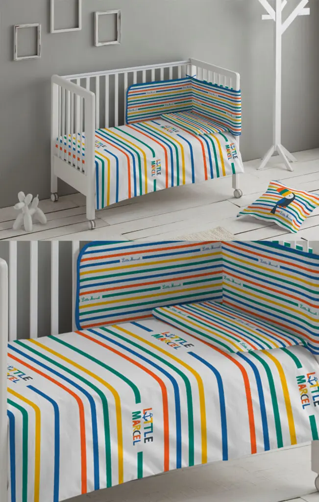 little marcel HOUSSE DE COUETTE COTON CRECHE 115X145 + 50X30 LITTLE MARIN MULTI