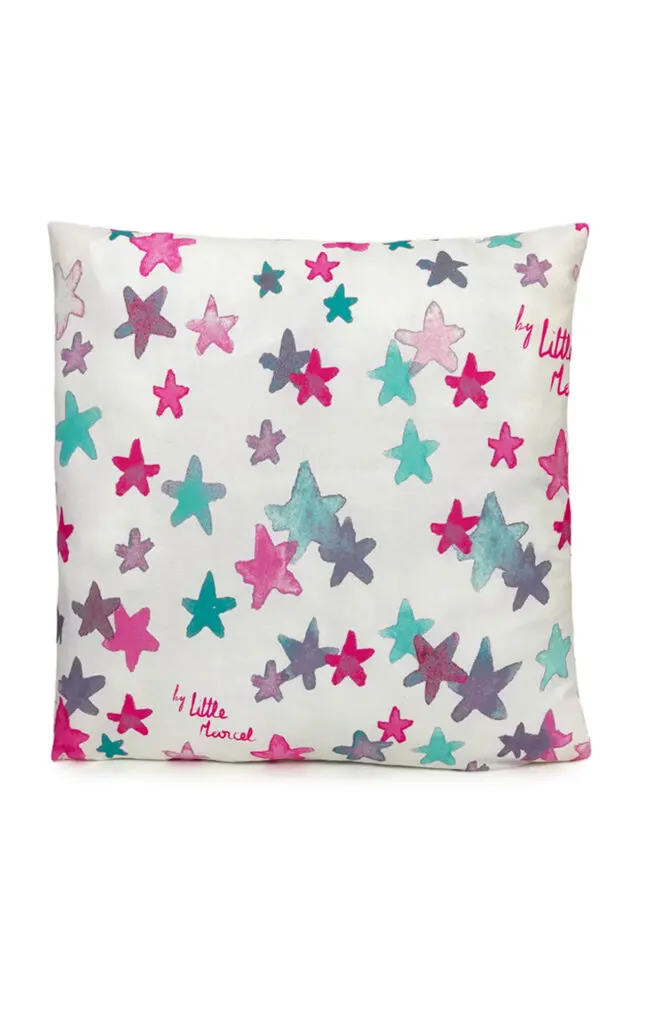 little marcel TAIE D’OREILLER COTON ETOILES ROSE 50X50