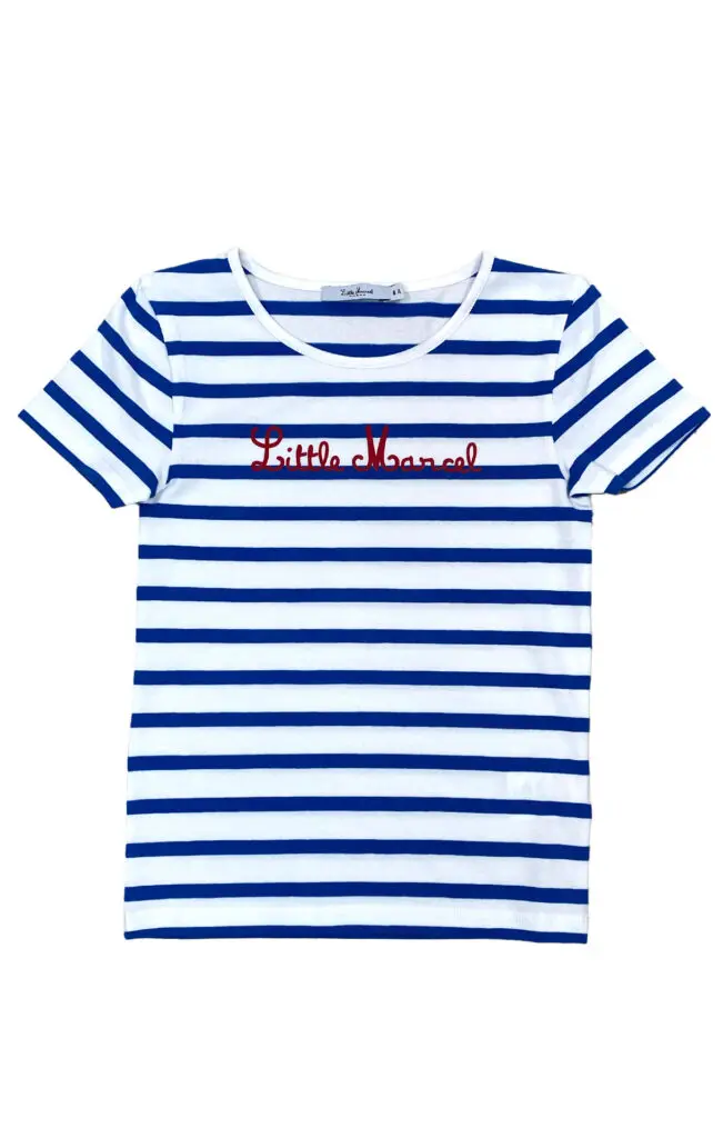 Little Marcel Tee-Shirt Manches Courtes Enfant Fille TORCADI BLANC BLEU