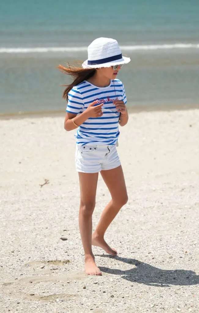 Little Marcel Tee-Shirt Manches Courtes Enfant Fille TORCADI BLANC BLEU