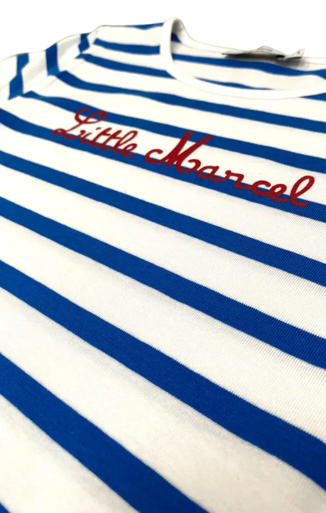 Little Marcel Tee-Shirt Manches Courtes Enfant Fille TORCADI BLANC BLEU