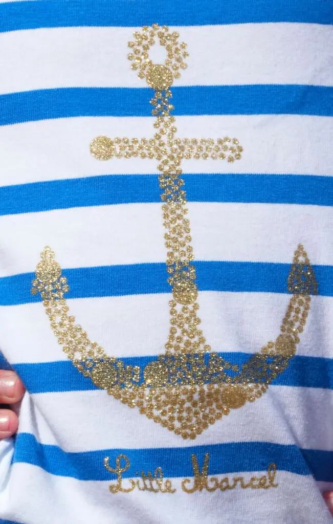 Little Marcel Tee-shirt Manches Coutes Enfant Fille TORCADI ANCHOR BLANC BLEU