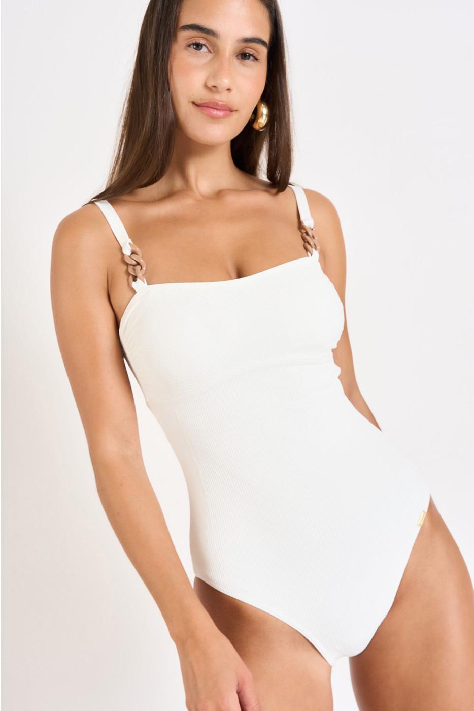 livia monte carlo MAILLOT 1 PIECE Blanc ANALIA BREHAT