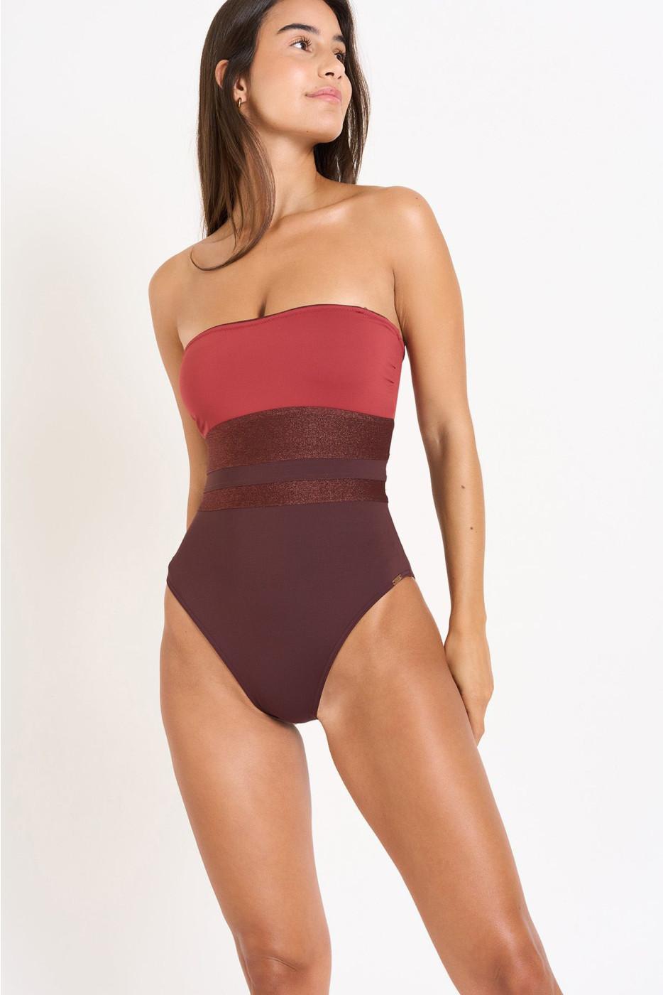 livia monte carlo MAILLOT 1 PIECE Marron MILENA MASBATE