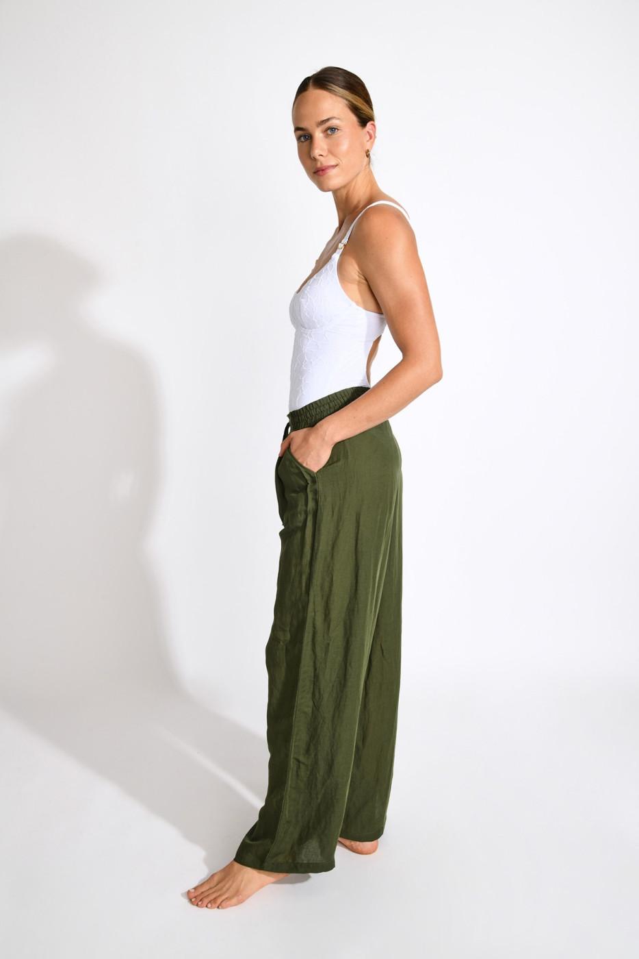 livia monte carlo PANTALON BEACHWEAR Kaki ALYA ALAGOA