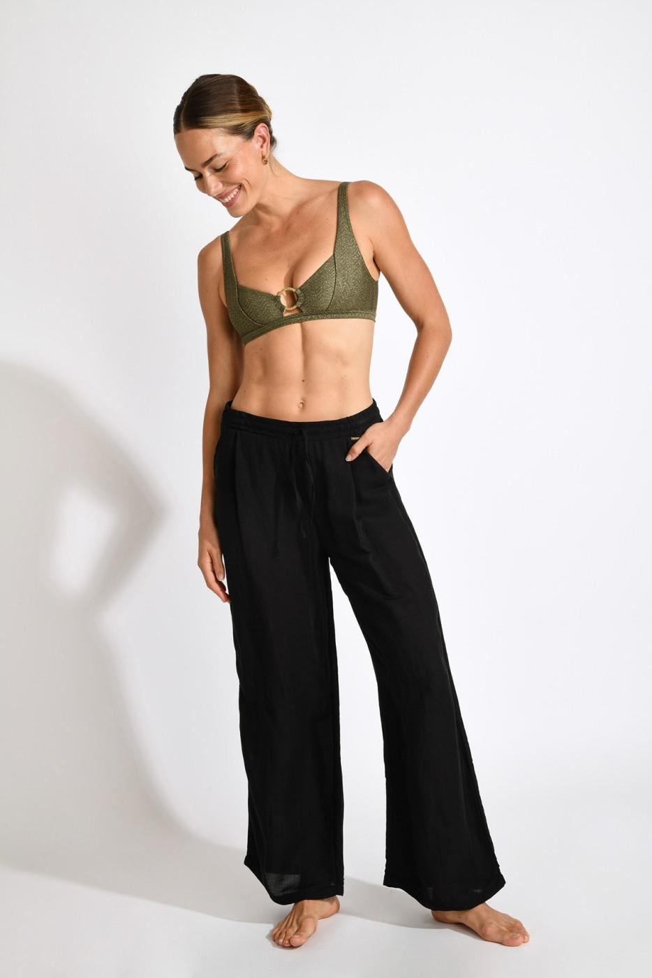 Livia Monte Carlo PANTALON BEACHWEAR Noir ALYA ALAGOA