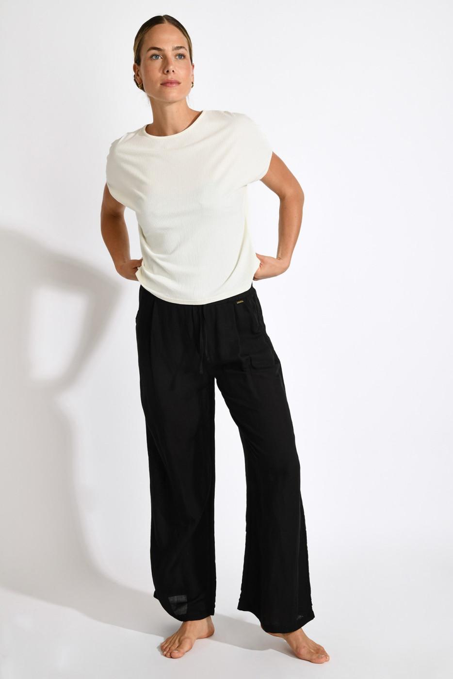 livia monte carlo PANTALON BEACHWEAR Noir ALYA ALAGOA