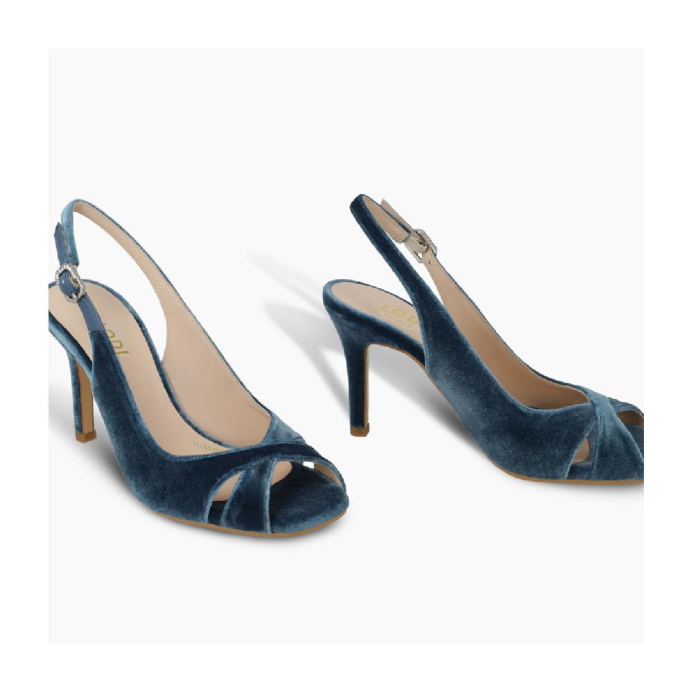 Lodi SANDALES DE MARIÉE EN VELOURS BLEU SIULA-TENO