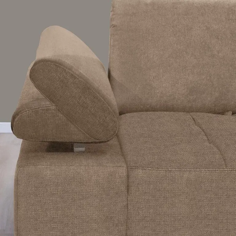 Loftscape ADA Trendline Canapé D’angle Neo – Tissu – Marron Clair – Méridienne Courte à Droite (vue De Face)