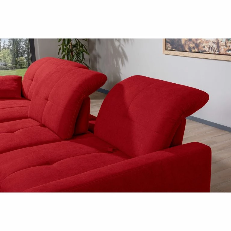 Loftscape ADA Trendline Canapé D’angle Newby – Chenille – Rouge – Méridienne Courte à Gauche (vue De Face) – Sans Fonction Couchage