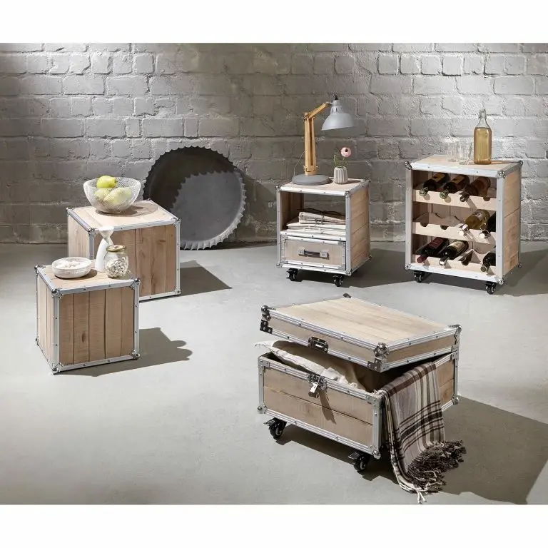 Loftscape Ars Manufacti Bouts De Canapé Palmori (lot De 2) – Pin Massif / Aluminium