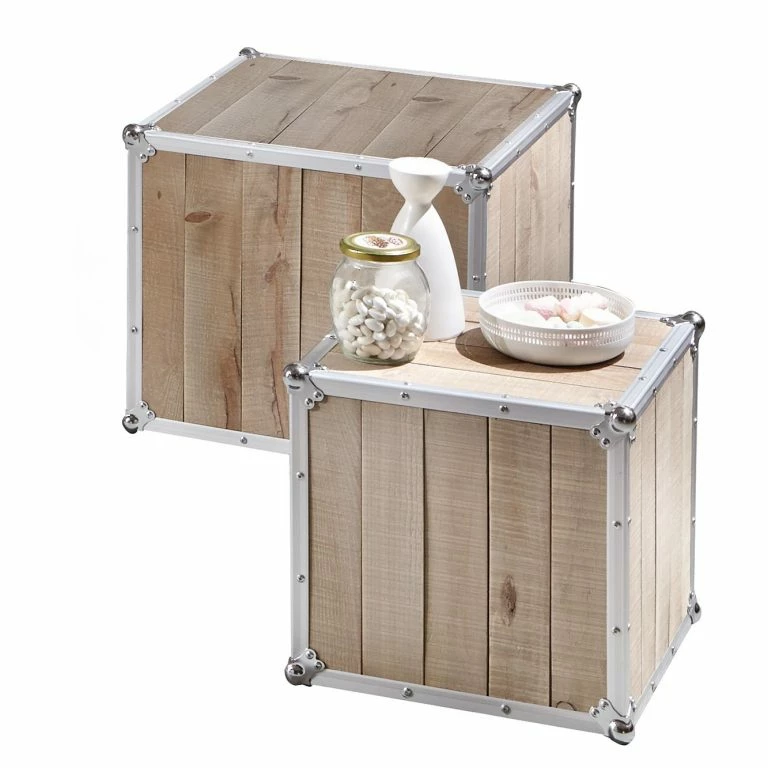 loftscape Ars manufacti Bouts de canapé Palmori (lot de 2) – Pin massif / Aluminium