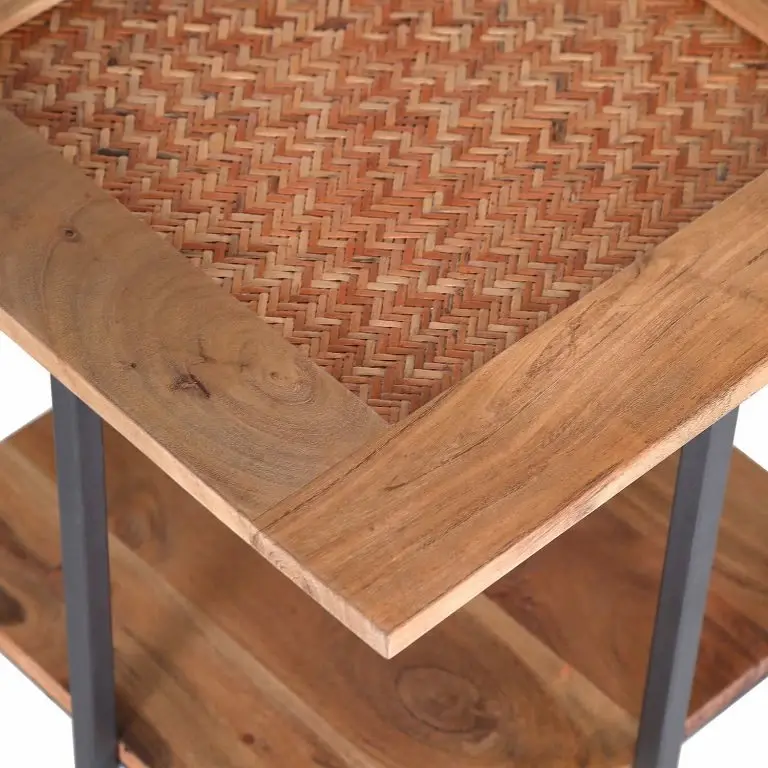 Loftscape Ars Manufacti Bouts De Canapé Timba (lot De 2) – Rotin / Acacia Massif – Acacia / Anthracite