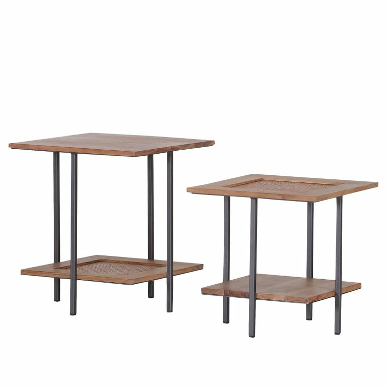 loftscape Ars manufacti Bouts de canapé Timba (lot de 2) – Rotin / Acacia massif – Acacia / Anthracite
