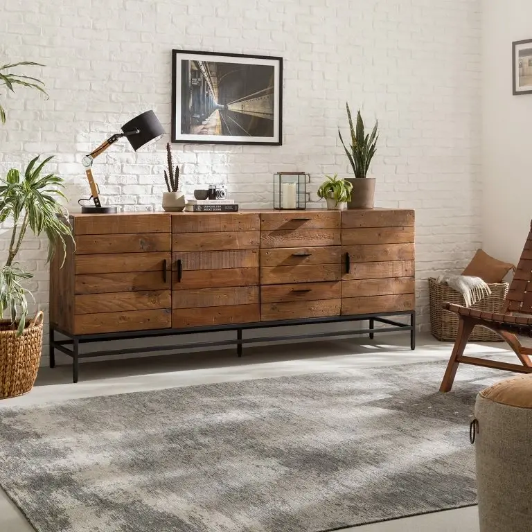 Loftscape Ars Manufacti Buffet Grasby II – Pin Recyclé / Métal – Pin Foncé / Noir