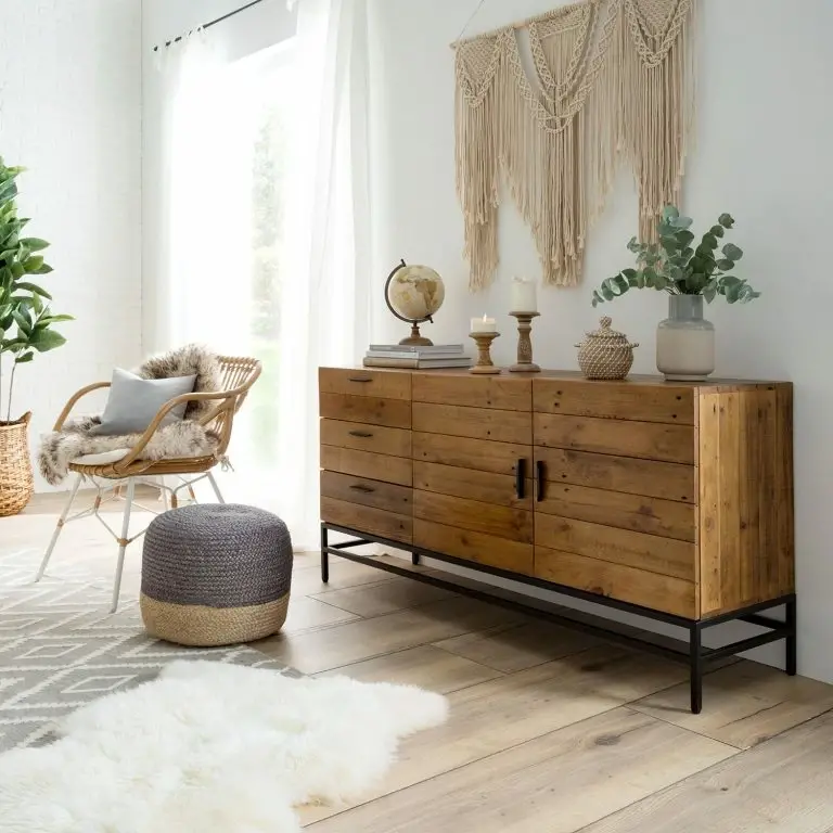 Loftscape Ars Manufacti Buffet Grasby – Pin Recyclé / Métal – Pin Foncé / Noir