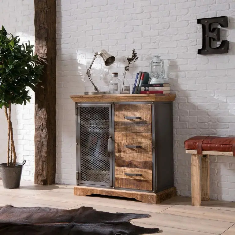 Loftscape Ars Manufacti Buffet Hunter I – Manguier Massif / Métal – Manguier / Gris Bleu