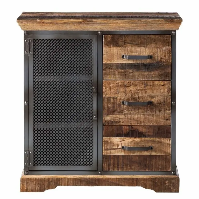 Loftscape Ars Manufacti Buffet Hunter I – Manguier Massif / Métal – Manguier / Gris Bleu