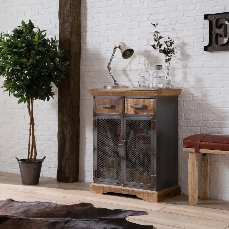 Loftscape Ars Manufacti Buffet Hunter II – Métal / Manguier Massif- Manguier / Gris Bleu