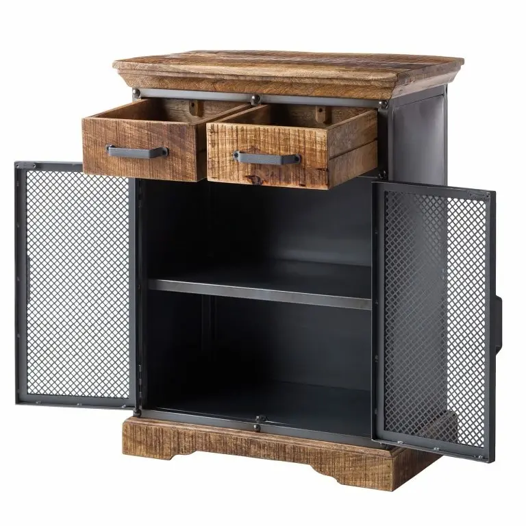 Loftscape Ars Manufacti Buffet Hunter II – Métal / Manguier Massif- Manguier / Gris Bleu