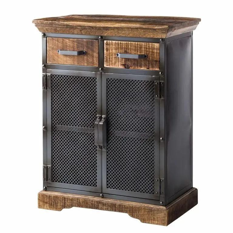 loftscape Ars manufacti Buffet Hunter II – Métal / Manguier massif- Manguier / Gris bleu