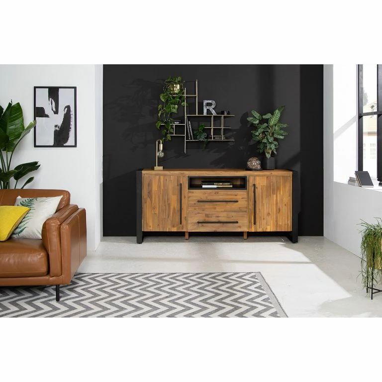 Loftscape Ars Manufacti Buffet Urban Industry I – Partiellement En Acacia Massif / Métal – Acacia / Noir