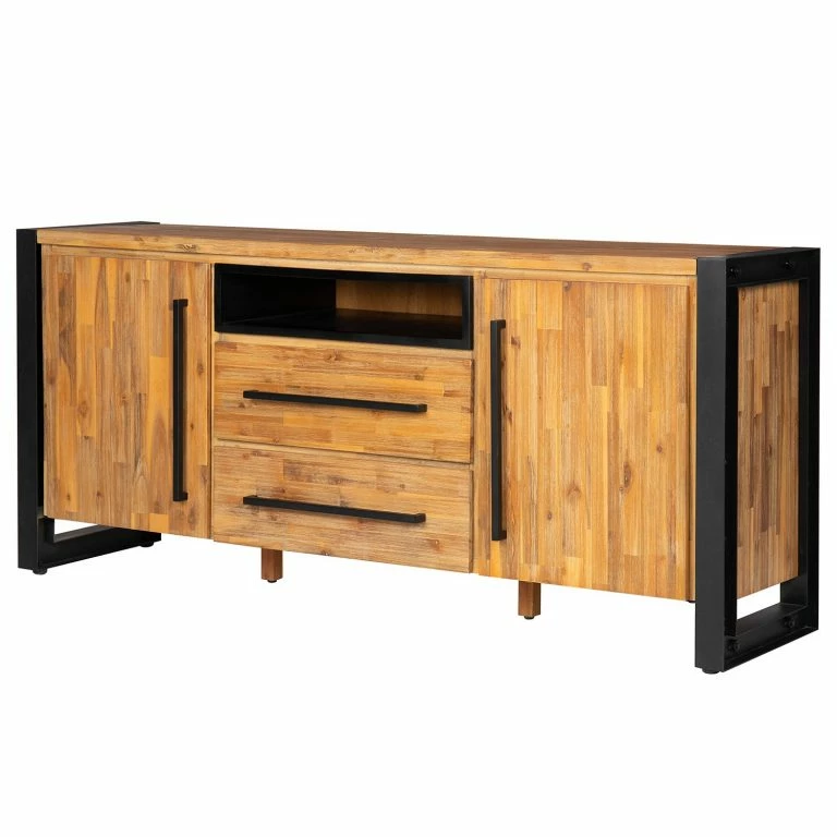 loftscape Ars manufacti Buffet Urban Industry I – Partiellement en acacia massif / Métal – Acacia / Noir