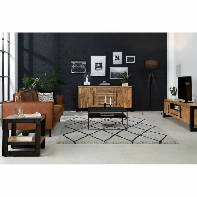 Loftscape Ars Manufacti Buffet Urban Industry II – Partiellement En Acacia Massif / Métal – Acacia / Noir
