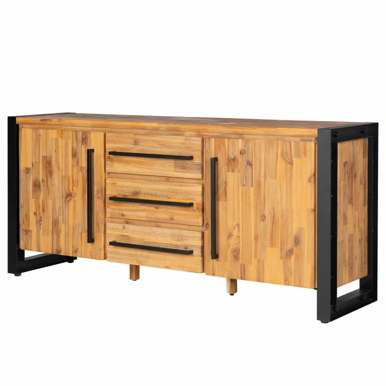 loftscape Ars manufacti Buffet Urban Industry II – Partiellement en acacia massif / Métal – Acacia / Noir