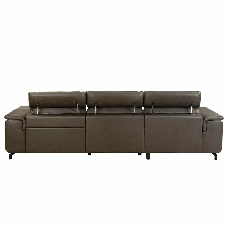 Loftscape Ars Manufacti Canapé D’angle Lagor – Cuir Véritable – Cuir Padme: Marron Gris – Méridienne Courte à Gauche (vue De Face) – Sans Fonction