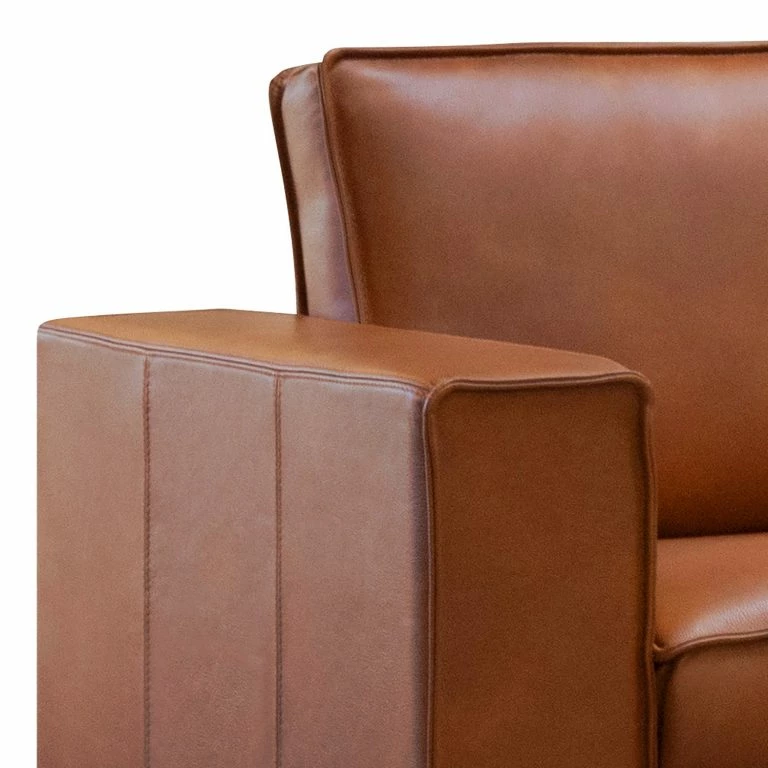 Loftscape Ars Manufacti Canapé D’angle Locana – Cuir Bulle: Tabac – Méridienne Longue à Droite (vue De Face)