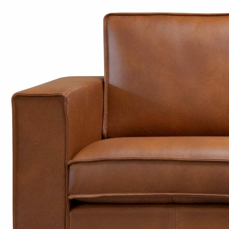 Loftscape Ars Manufacti Canapé D’angle Locana – Cuir Bulle: Tabac – Méridienne Longue à Droite (vue De Face)