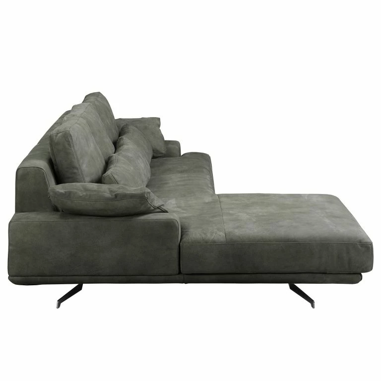 Loftscape Ars Manufacti Canapé D’angle Lurrip I – Cuir Véritable – Anthracite – Méridienne Courte à Gauche (vue De Face)