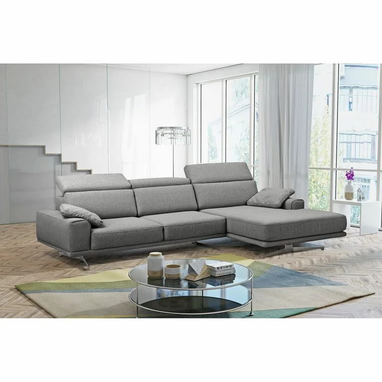 Loftscape Ars Manufacti Canapé D’angle Muna – Tissu – Tissu Arda: Anthacite – Méridienne Courte à Droite (vue De Face)