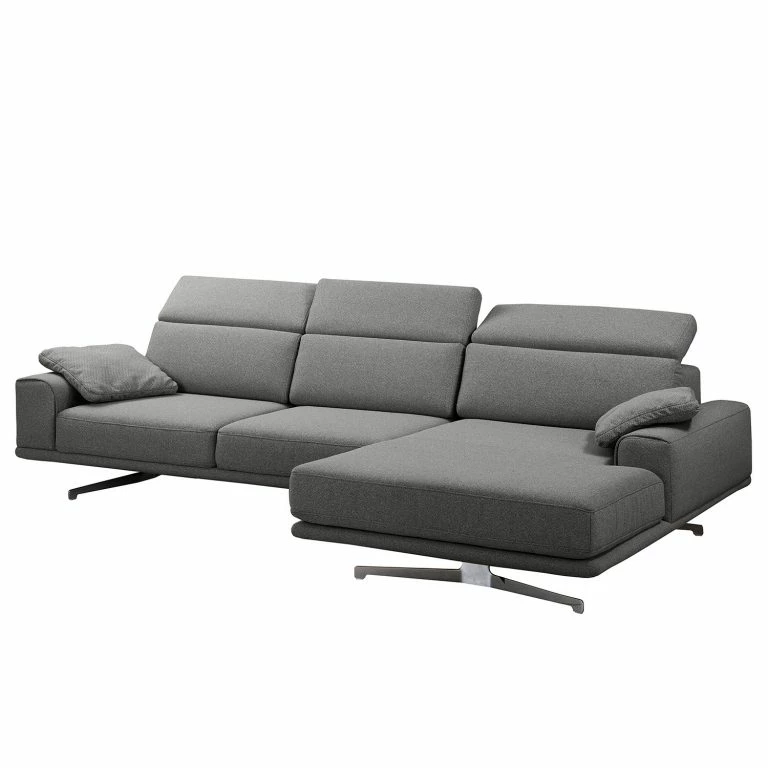 loftscape Ars manufacti Canapé d’angle Muna – tissu – Tissu Arda: Anthacite – Méridienne courte à droite (vue de face)