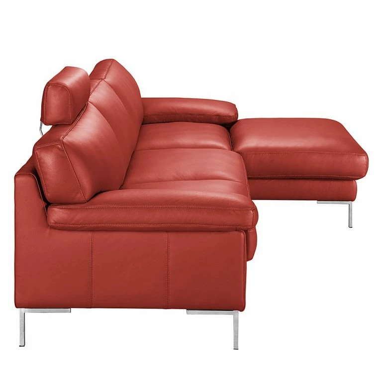 Loftscape Ars Manufacti Canapé D’angle Parlin – Rouge – Méridienne Courte à Droite (vue De Face) – Avec Appui-tête