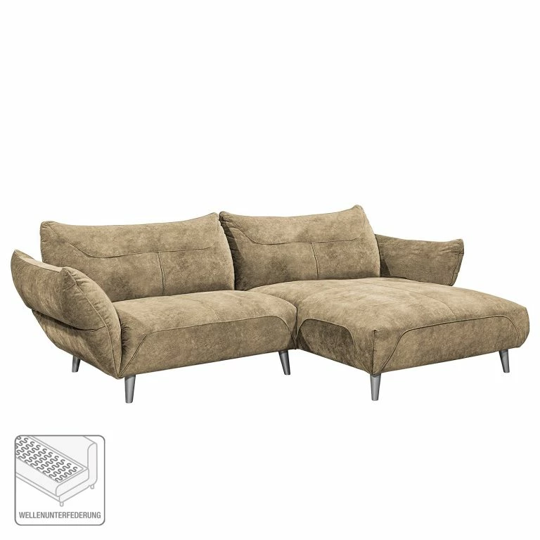 Loftscape Ars Manufacti Canapé D’angle Venes – Aspect Cuir Vieilli – Beige – Méridienne Courte à Droite (vue De Face) – Sans Coussin