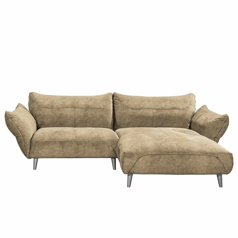 Loftscape Ars Manufacti Canapé D’angle Venes – Aspect Cuir Vieilli – Beige – Méridienne Courte à Droite (vue De Face) – Sans Coussin