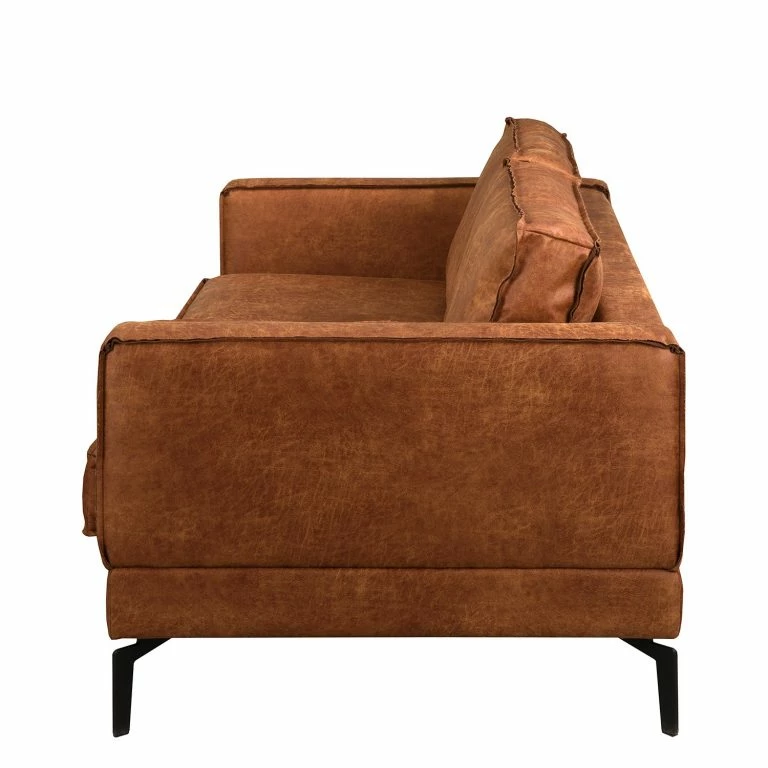 Loftscape Ars Manufacti Canapé Hanks (3 Places) – Aspect Cuir Vieilli – Microfibre Yaka: Cognac