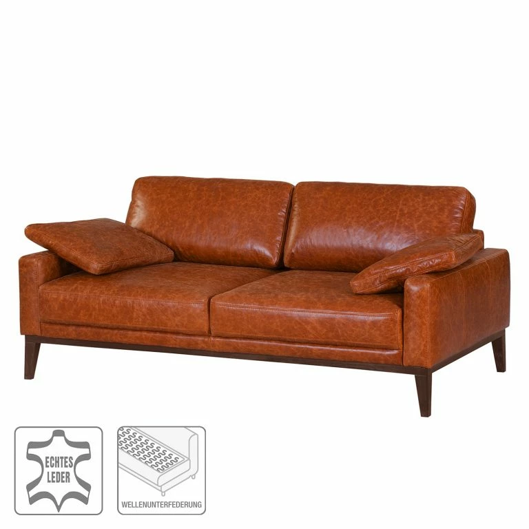 Loftscape Ars Manufacti Canapé Horley – 2 Places – Cuir Véritable – Cognac Vintage