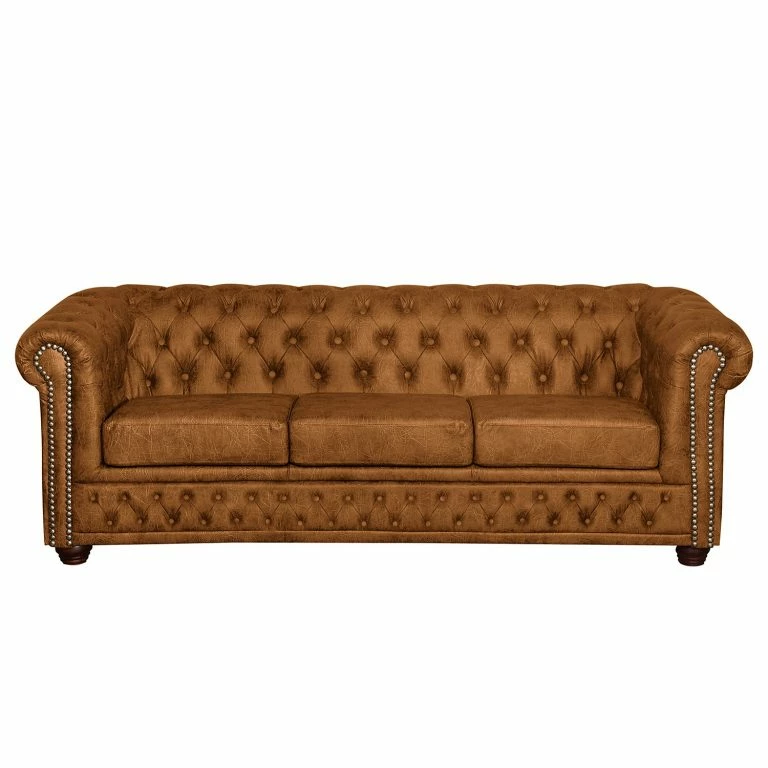 Loftscape Ars Manufacti Canapé Kamaru (3 Places) Imitation Cuir – Cognac