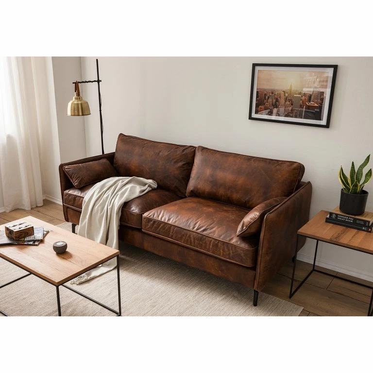 Loftscape Ars Manufacti Canapé Quesada (3 Places) – Cuir – Marron